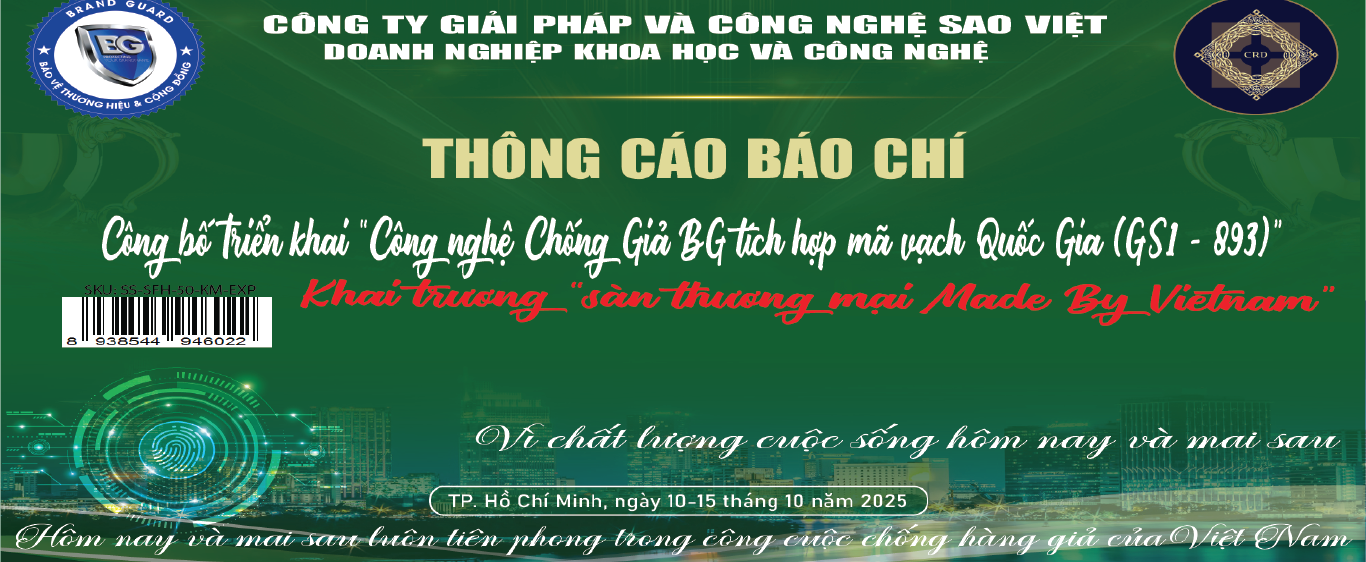 Công nghệ BG công bố tích hợp mã vạch Quốc gia GS1-893 và ra mắt sàn “Made By Vietnam” – Bước tiến mới trong hành trình chống hàng giả